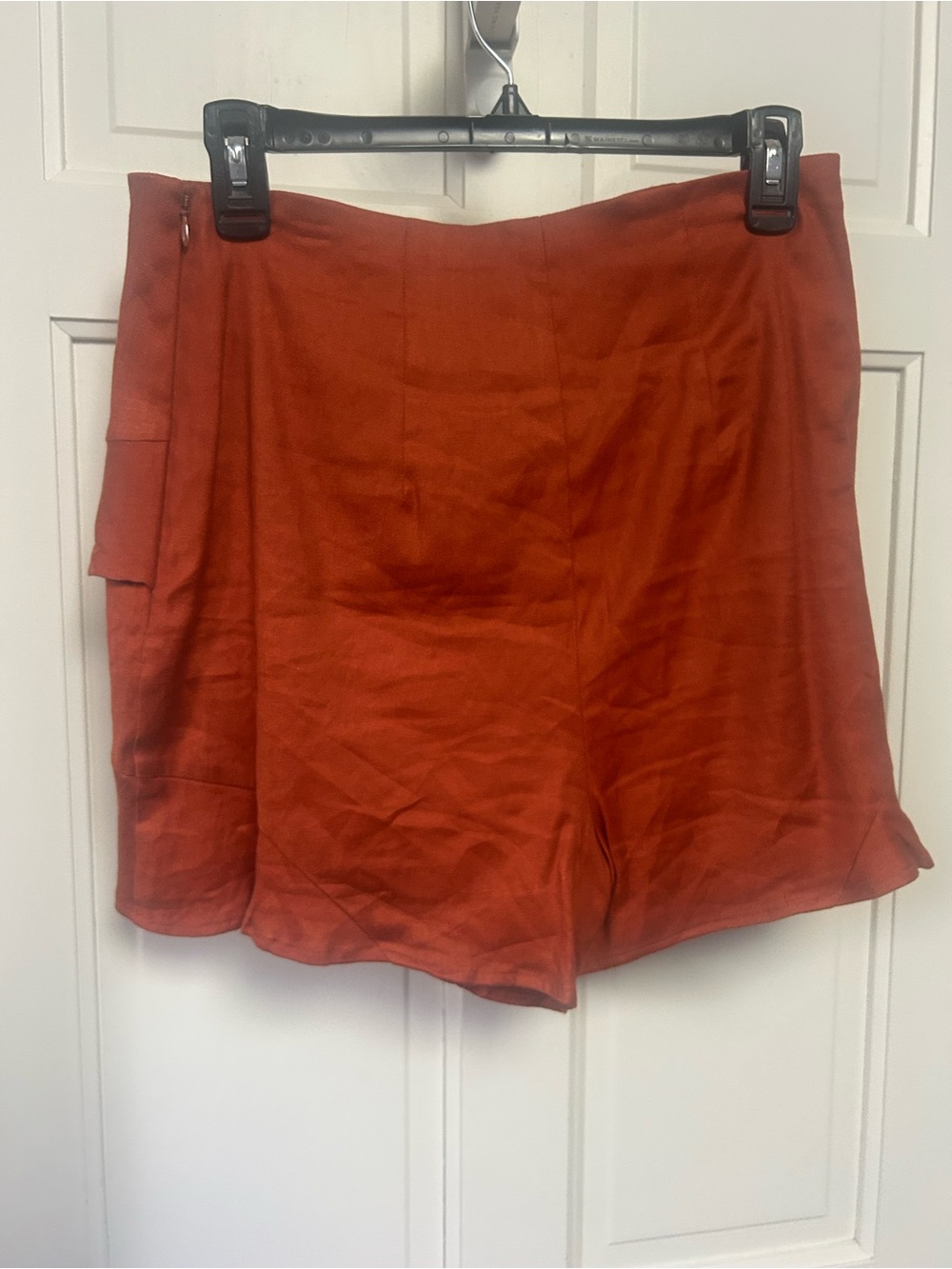 Express Rust Ruffle Wrap Mini Skort - Picture 3 of 3